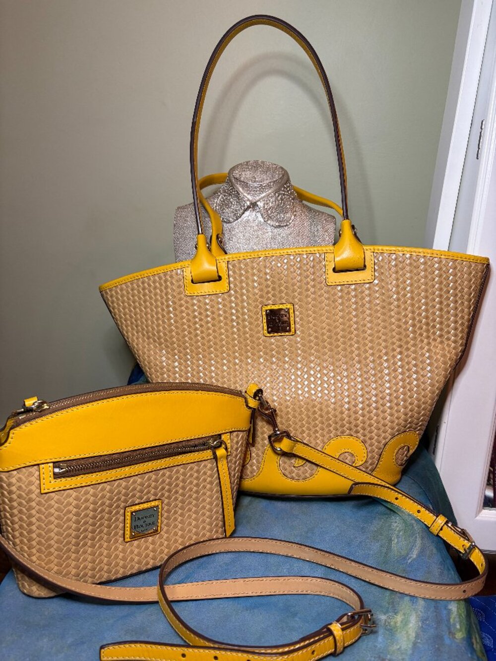 Dooney and Bourke Beacon Woven Tote and Crossbody Bundle